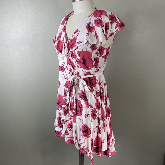 Free People Anthropologie  Floral French Quarter Wrap Dress XS White Rayon - Picture 2 of 7